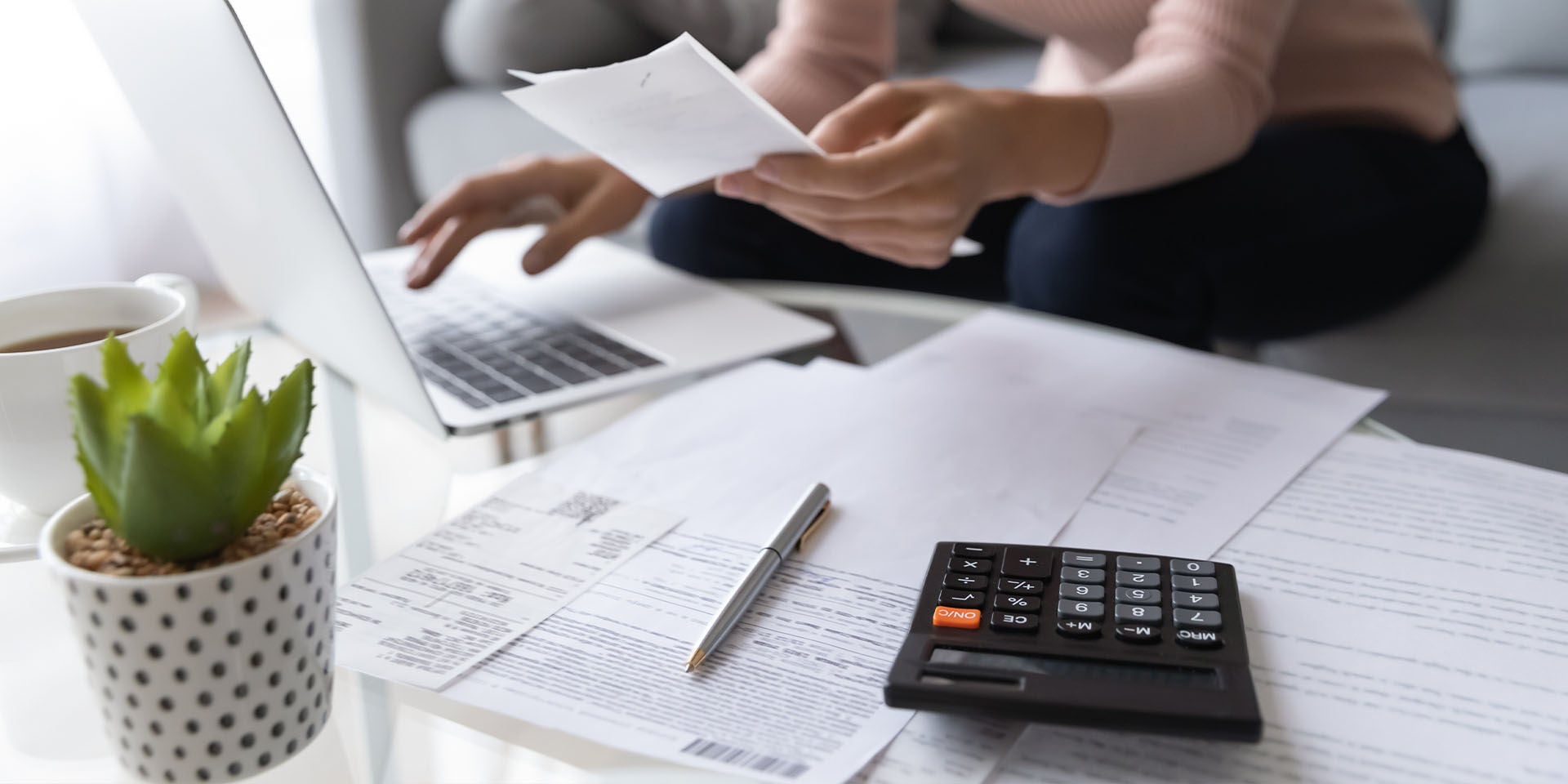 woman going through finances